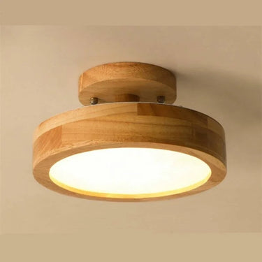 Fintar - Plafonnier Rond En Bois-Lampe Veilleuse